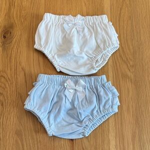Charming White and Blue Diaper Covers with Bows